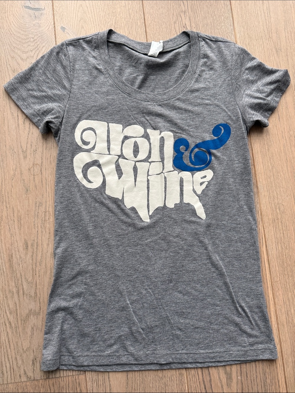 “Iron & Wine” Graphic Tee – Gray – Size Small